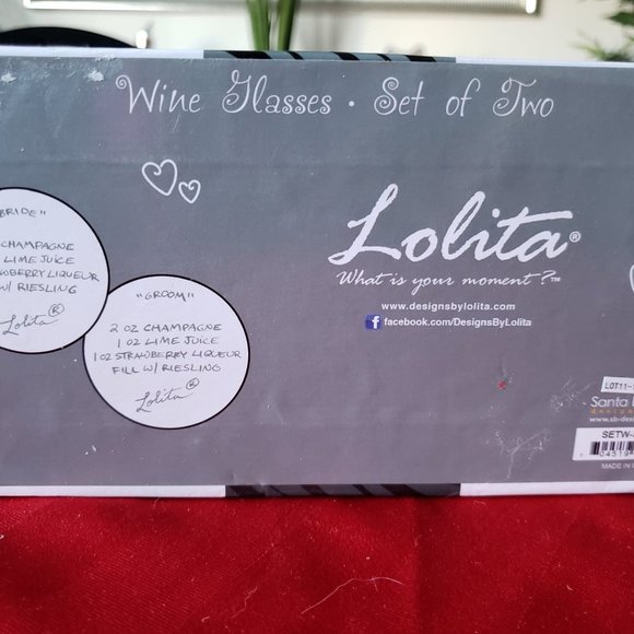 LOLITA "Love my Wine" Wedding Bride&Groom Wine glasses set - Picture 4 of 14
